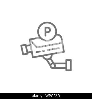 Parken der Überwachungskamera Überwachungssystem Symbol Leitung. Stock Vektor