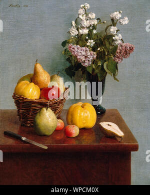 Stillleben mit Blumen und Obst - Henri Fantin-Latour, ca. 1866 Stockfoto