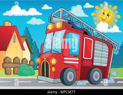 Fire Truck Thema Bild 2 Stock Vektor