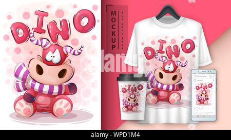 Teddy dino Poster und Merchandising Stock Vektor