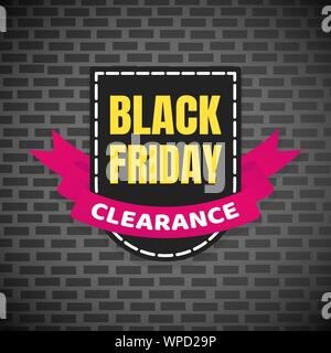 Schwarzer Freitag Verkauf inspiration Poster, Banner oder Flyer Vector Illustration auf backstein Hintergrund isoliert. Grosse Ferienwohnung mega Verkauf mit Band, label Tag ein Stock Vektor