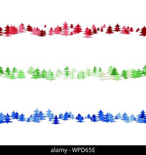 Nahtlose random Pine Tree pattern Absatz Trennlinie-Vektor grafische Elemente Stock Vektor