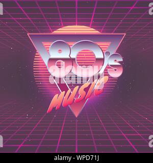 Paster Vorlage für Retro Party 80er. Neon Farben. Vintage elektronische Musik Flyer. Vector Illustration Stock Vektor