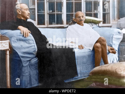 Mahatma Gandhi mit chinesischen Führer Chiang Kai Shek, Kalkutta, Indien, Asien, 18. Februar 1942 Stockfoto