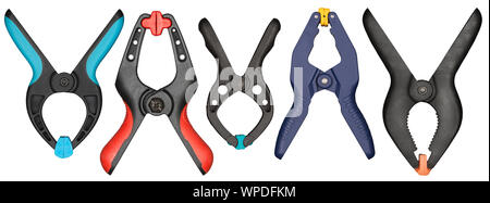 Federklemmen isoliert auf weißem Stockfoto