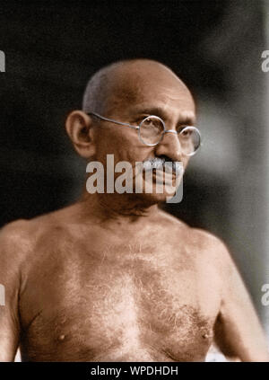 Mahatma Gandhi bei der öffentlichen Gebetssitzung, Rungta House, Bombay, Mumbai, Maharashtra, Indien, Asien, September 1944 Stockfoto