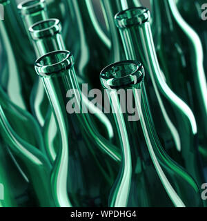 Leere grüne Farbe Glas Flaschen Stockfoto