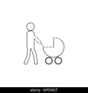 Vater, Kinderwagen Symbol. Vector Illustration, flache Bauform. Stock Vektor