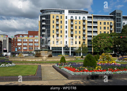 Queens Gardens und der BBC, im Zentrum von Hull, East Yorkshire, England, Großbritannien Stockfoto