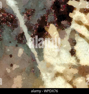 Abstrakte Kunst Hintergrund. Ölmalerei auf Leinwand. Farbe Textur. Fragment der Kunstwerke. Flecken von Ölfarben. Pinselstriche der Farbe. Moderne Kunst Contempora Stockfoto