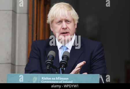 Dublin, Irland. 9 Sep, 2019. Boris Johnson in Dublin für Brexit spricht. Abgebildet ist der britische Premierminister Boris Johnson im Regierungsgebäude in Dublin. Da spricht er über die nordirischen Grenze Problem und die Bexit Krise. Foto: Lea Farrell/RollingNews. ie Credit: RollingNews.ie/Alamy leben Nachrichten Stockfoto