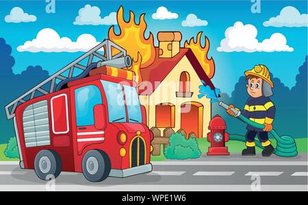 Feuerwehrmann Thema Bild 4 Stock Vektor