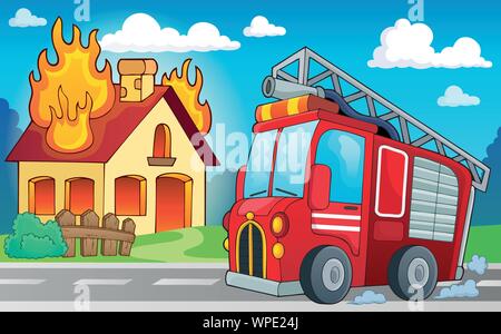 Fire Truck Thema Bild 3 Stock Vektor