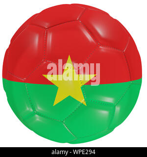 3D-Rendering von Burkina Faso Flagge auf einem Fußball. In weißem Hintergrund Stockfoto