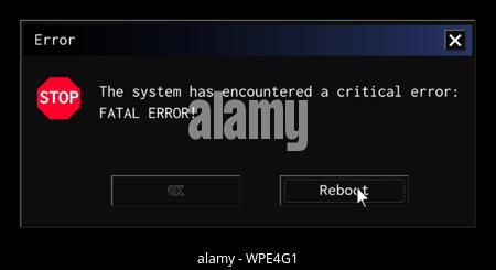 Veraltete System Fehlermeldung Popup in der heutigen Nacht Modus dunkle Theme Stock Vektor