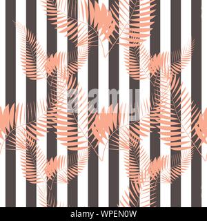 Tropische Blumen und Blätter auf Zebra Hintergrund. Nahtlose. Animal Print Mode. Stock Vektor
