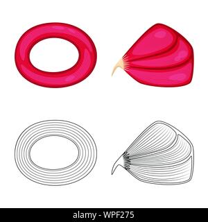 Isoliertes Objekt der Faser und muskulös Logo. Satz von Faser- und Körper vektor Symbol für das Lager. Stock Vektor