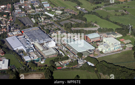 Luftaufnahme des Glaxosmithkline GSK Fabrik, Werke & Büros in Barnard Castle, County Durham, UK Stockfoto