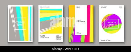 Moderne Abdeckung Sammlung Design. Abstrakte Retro 90s style Textur von bunten neon Linien. Gestreifte trends Hintergrund. Zukünftige geometrische Muster. Design Stock Vektor