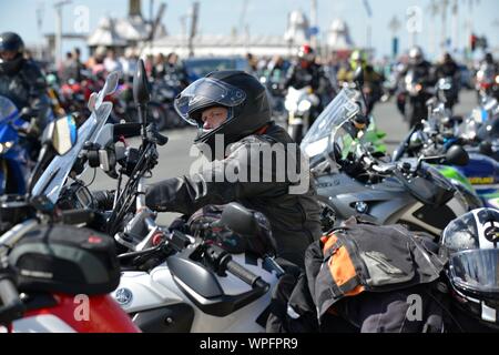 Ace Cafe Reunion 2019 Brighton Burn up bei Madeira Drive. Bild: Terry Applin Stockfoto