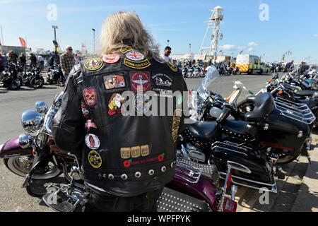 Ace Cafe Reunion 2019 Brighton Burn up bei Madeira Drive. Bild: Terry Applin Stockfoto