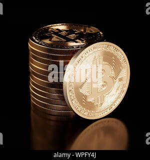 Bitcoin Münzen. Cryptocurrency abstraktes Konzept. 3D Rendering illustration Stockfoto