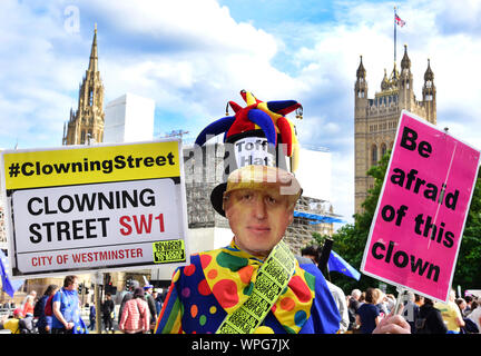 London, Großbritannien. 04 Sep, 2019. Teilnehmer von einer anti-Brexit Demonstration vor dem britischen Parlament. Credit: Waltraud Grubitzsch/dpa-Zentralbild/ZB/dpa/Alamy leben Nachrichten Stockfoto