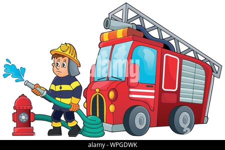 Feuerwehrmann Thema Bild 3 Stock Vektor