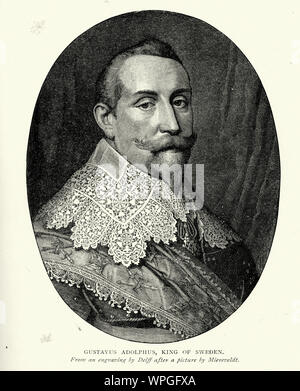 Gustavus Adolphus (9/19 Dezember 1594 - 6/16 November 1632, O.S./N.S.), in englischer Sprache auch bekannt als Gustav II Adolf oder Gustav II Adolph, war der König von Schweden von 1611 bis 1632, und ist für die Gründung von Schweden als Großmacht gutgeschrieben Stockfoto