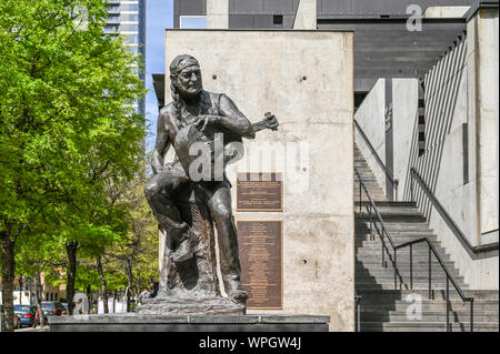 Skulptur von Willie Nelson in Austin, Texas. Er ist ein Country Music Legende geboren ich Abt, Tx. Stockfoto