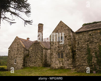 Haupteingang Ty Neuadd Hafoty Hall mittelalterliches Haus Llanddona ISLE OF ANGLESEY Wales UK Stockfoto