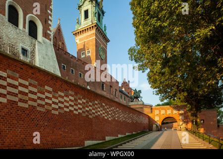Morgen Sommer am Schloss Wawel in Krakau, Polen. Stockfoto