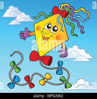 Cartoon kite auf blauen Himmel Stock Vektor