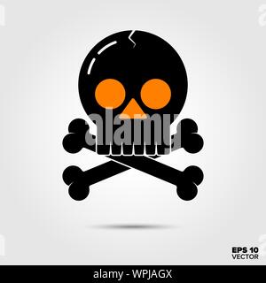Schädel und Knochen Umrisse Symbol Stil. Herbst und Halloween Feier Symbol. Spooky cartoon Vector Illustration. Stock Vektor