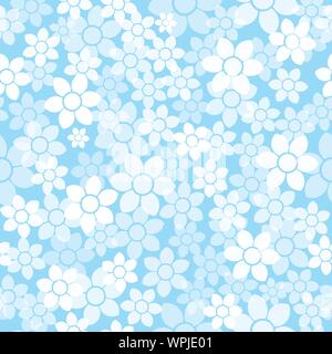 Geomteric Gänseblümchen in floralen wiederholt Vektor Oberfläche Muster auf hellblauem Hintergrund Stock Vektor