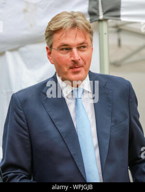 Westminster, London, 09. Sep 2019. Daniel Kawczynski, Konservative Partei MP für Shrewsbury und Atcham und prominenten Brexiteer, auf College Green. Credit: Imageplotter/Alamy leben Nachrichten Stockfoto