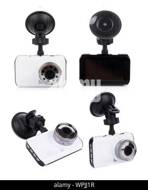 Auto Kamera Video Recorder auf weißem Hintergrund Stockfoto