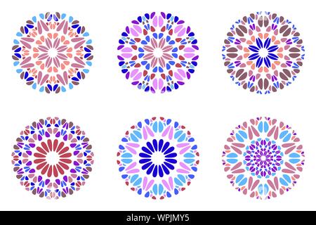 Reich verzierte Bunte, mit Blumenmustern mandala Symbol gesetzt - geometrische Runde kreisförmige Vector Graphic Designs Stock Vektor