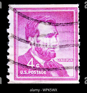 United States Briefmarke - Abraham Lincoln (1809-1865), 16. Präsident der USA. Stockfoto