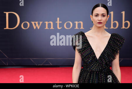 Tuppence Middleton die Teilnahme an der Uraufführung von Downton Abbey, in der cineworld Leicester Square, London statt. Stockfoto