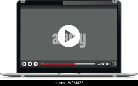 Realistische modernen Laptop isoliert. Video player Vorlage. Stock Vektor