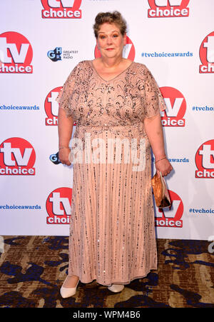 Anne Hegerty Teilnahme an der TV-Choice Awards im Hilton Hotel, Park Lane, London statt. Stockfoto