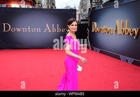 Elizabeth McGovern die Teilnahme an der Uraufführung von Downton Abbey, in der cineworld Leicester Square, London statt. Stockfoto