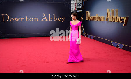 Elizabeth McGovern die Teilnahme an der Uraufführung von Downton Abbey, in der cineworld Leicester Square, London statt. Stockfoto