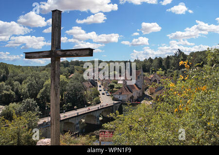 Eine Übersicht von Angles-sur-l'Anglin, einem malerischen Dorf in Frankreich Stockfoto