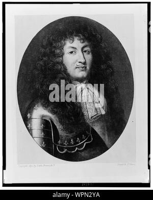 Ludwig XIV., König von Frankreich, mit Kopf und Schultern im Porträt, Blick leicht nach rechts, Rüstung tragen]/Goupil & Co., Paris. Stockfoto