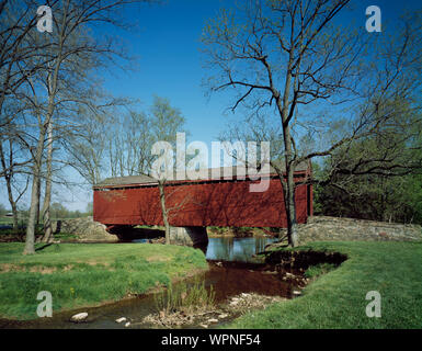 Loys Station Covered Bridge, Guymon, Maryland, Baujahr 1900 Stockfoto