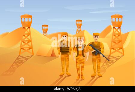 Desert Soldat Konzept Banner. Cartoon Illustration der Wüste Soldat vektor Konzept Banner für Web Design Stock Vektor