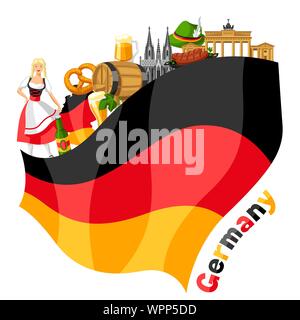Deutschen Hintergrund Design. Deutschland nationale traditionelle Symbole. Stock Vektor