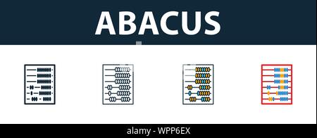 Abacus Icon Set. Vier Elemente in verschiedenen Stilrichtungen von Personal Finance icons Collection. Kreative abacus Icons, Outline, farbige und flach Stock Vektor